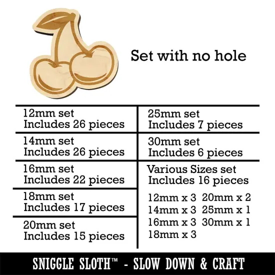 Couple of Shiny Cherry Fruits Cherries Mini Wood Shape Charms Jewelry DIY Craft {1}