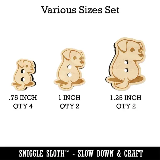 Cute Puppy Looking Back Wood Buttons for Sewing Knitting Crochet DIY Craft {1}
