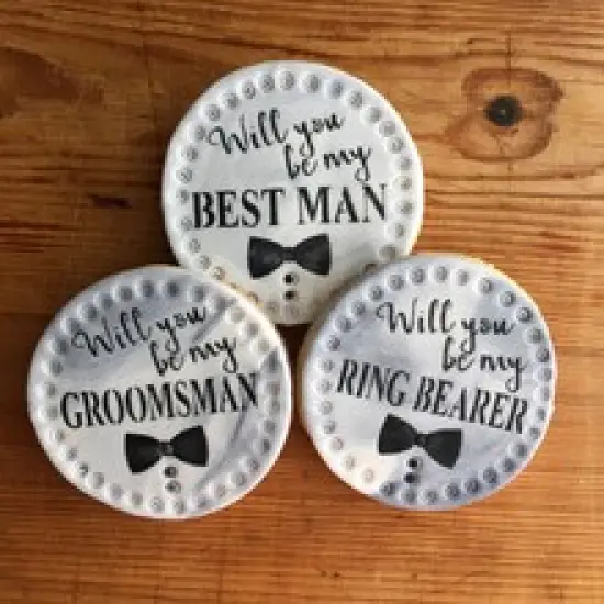 Will You Be My Groomsmen? Cookie Stencil Set | C997 by Designer Stencils | Cookie Decorating Tools | Baking Stencils for Royal Icing, Airbrush, Dusting Powder | Reusable Plastic Food Grade Stencil for Cookies | Easy to Use & Clean Cookie Stencil {2}