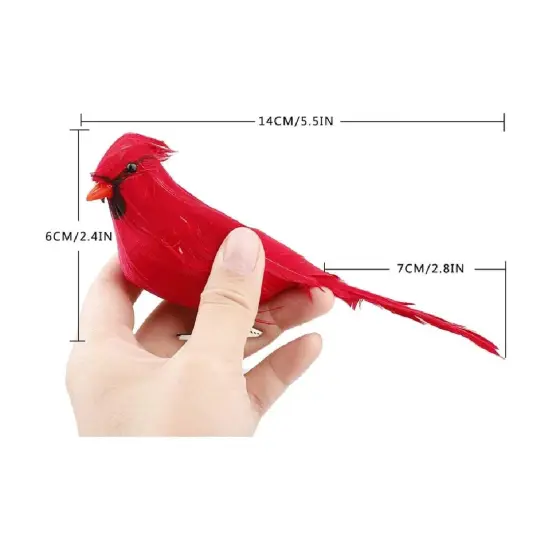 Lifelike Cardinal with Clips Christmas Tree Ornament Artificial Red Bird {1}