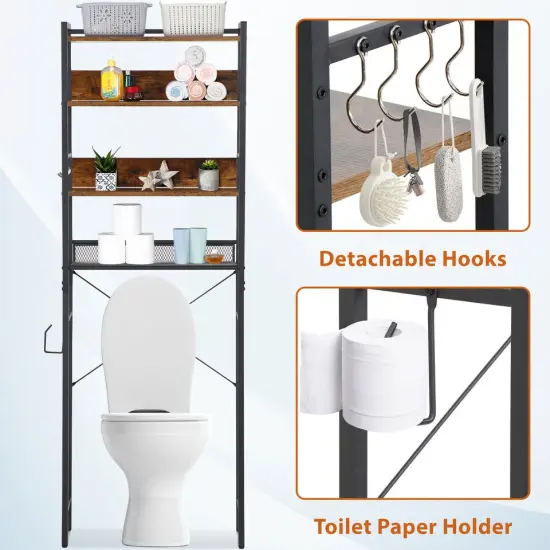 4-Tier Bathroom Organizer Space Saver Rack Brown. {3}