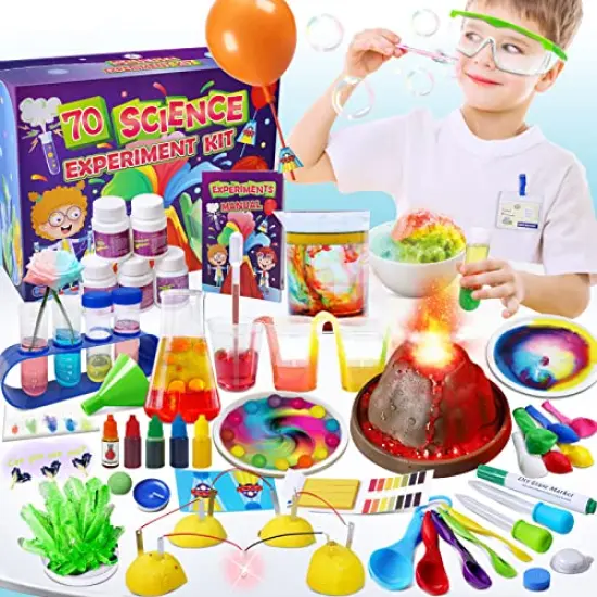 70 Lab Experiments Science Kits for Kids Age 4-6-8-12 Educational Scientific Toys Gifts for Girls Boys, Chemistry Set, Crystal Growing, Erupting Volcano, Fruit Circuits STEM Activities {2}