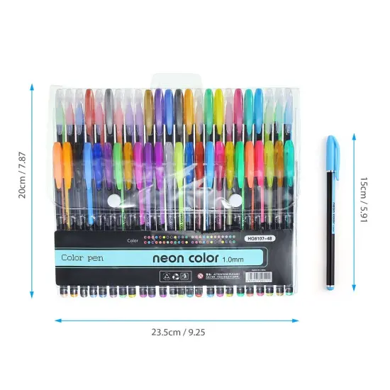 48 Unique Colors Gel Pen Set for Adult Coloring Books - No Duplicates {2}