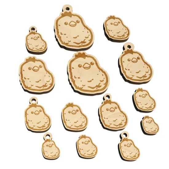 Cute Chicken Nugget Mini Wood Shape Charms Jewelry DIY Craft {7}