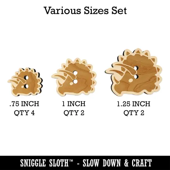 Triceratops Head Wood Buttons for Sewing Knitting Crochet DIY Craft {1}