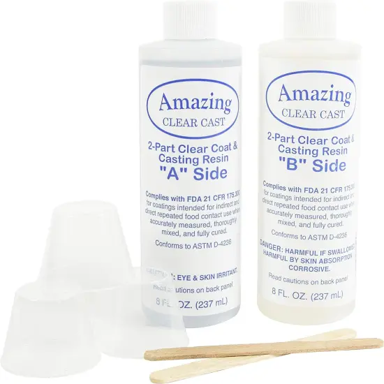 Amazing Clear Cast Plus [8 oz A + 8 oz B (16 ounces) 2 Part Kit] UV Resistant Plastic Coating & Casting Epoxy Resin for Countertops, Cups, Tumblers & Crafts | High-Gloss Liquid Glass Finish {2}