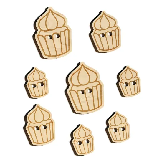 Hand Drawn Cupcake Doodle Wood Buttons for Sewing Knitting Crochet DIY Craft {7}