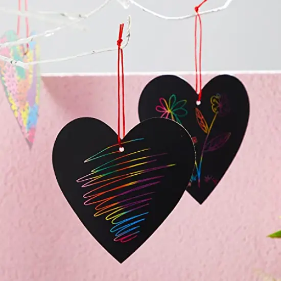 JOYIN 60 Packs Valentines Day Gifts Cards with Scratch Heart for Kids Scratch Paper Magic Color Scratch Heart Rainbow Cards for Valentine Crafts & Art Classroom Exchange, Valentine's Party Favors {3}