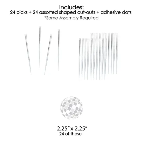 Big Dot of Happiness Disco Ball - Dessert Cupcake Toppers - Groovy Hippie Party Clear Treat Picks - Set of 24 {7}