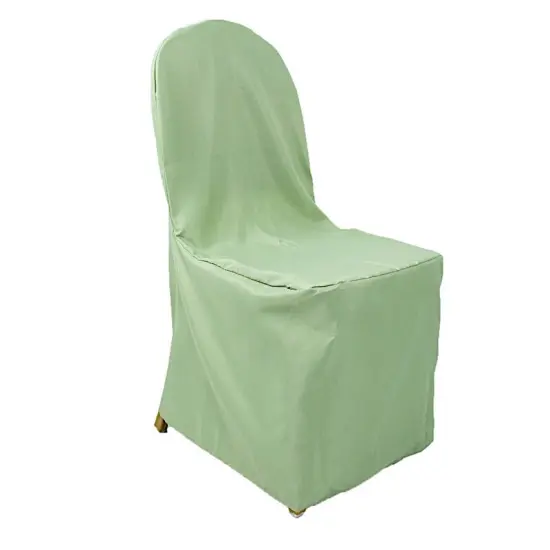 Set of 12 Polyester Banquet Chair Covers for Wedding Decor Sage green {1}