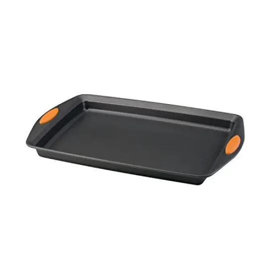 Nonstick Bakeware with Grips, Nonstick Cookie Sheet / Baking Sheet - 11 Inch x 17 Inch, Gray with Orange Grips {1}