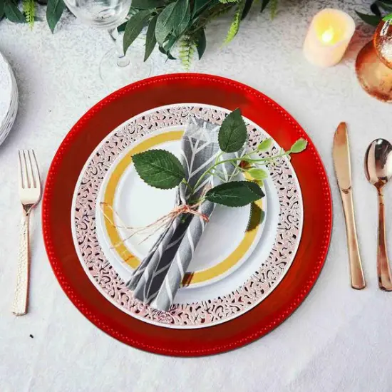 6 pcs of 13inch Charger Plates for Table Decor Red {2}