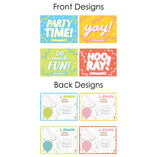 Big Dot of Happiness Party Time - Paper Happy Birthday Party Coloring Sheets - Activity Placemats - Set of 16 {4}