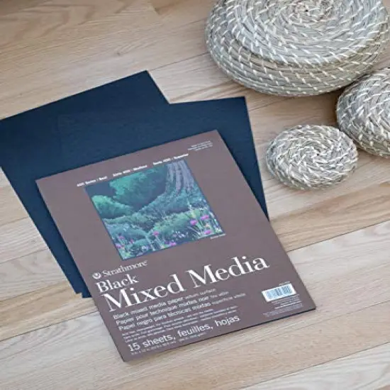 400 Series Mixed Media Paper, Black, Foldover Pad, 9x12 inches, 15 Sheets (184lb/300g) - Artist Paper for Adults and Students - Watercolor, Gouache, Graphite, Ink, Pencil, Marker {2}