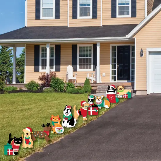 Big Dot of Happiness Christmas Pets - Lawn Decorations - Outdoor Cats and Dogs Holiday Party Yard Decorations - 10 Piece {3}