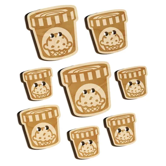 Carton Pint Gallon of Ice Cream Dessert Wood Buttons for Sewing Knitting Crochet DIY Craft {7}