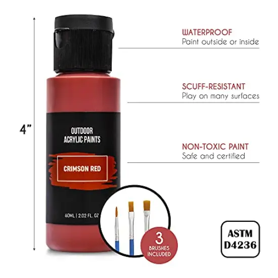 Outdoor acrylic paint set (2 fl oz)- 20 Tubes 2 with Glow in the Dark Effect - Art supplies for Adults - For multiple use- Woods, Leather, Metal & Fabric Paint & Paint for rocks Outdoor/Craft paint {6}