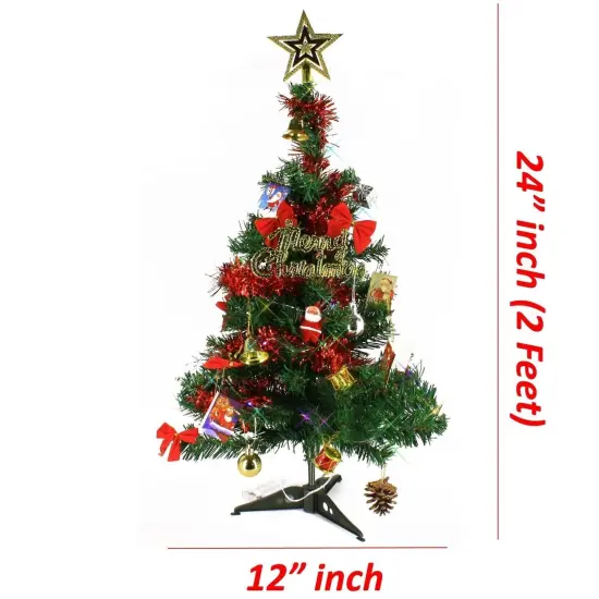 2 FT Artificial Small Mini Tabletop Christmas Tree {2}