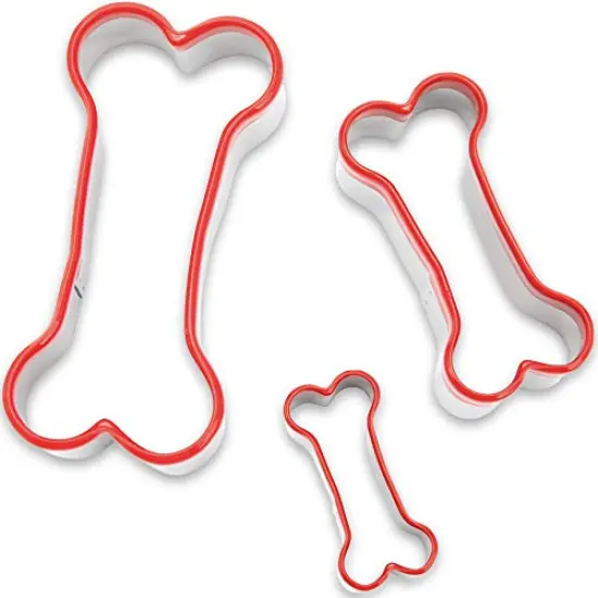 3 Pieces Dog Bone Cookie Cutters Set, Dog Treats Cookie Cutter, Dog Bone Shapes Cutters, Homemade Dog Biscuit Treats Cutters, Coated with Soft PVC for Protection, 2.4" 3.2'' 3.9'' {2}