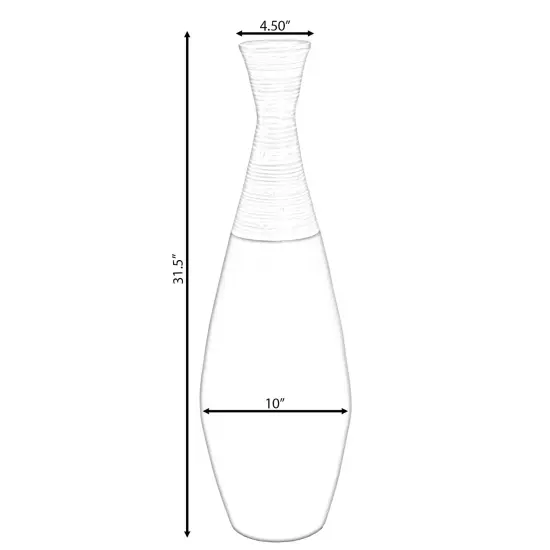 31.5 inch Spun Bamboo Tall Trumpet Floor Vase - Decorative Home Accent, Natural Bamboo, Indoor Decoration, Sustainable Materials, Tall Floral Display, Handmade Bamboo Vase, Floor Standing Vase Black {11}