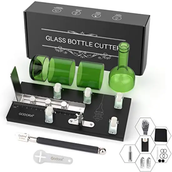 Glass Cutter for Bottles & Glass Cutter Bundle - DIY Machine for Cutting Wine, Beer or Soda Round Bottles & Mason Jars, Perfect Score Bottle Cutter {2}