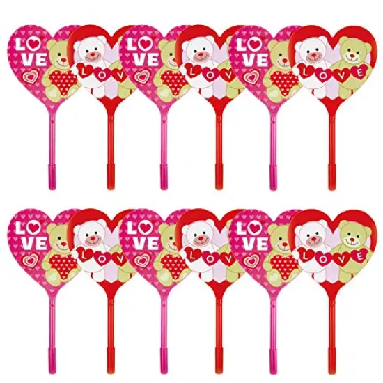 Tiny Mills Valentine's Day Heart Shaped Fan Pens 12 Pack {1}