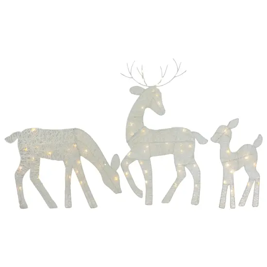 Northlight Set of 3 LED Lighted White Reindeer Family Outdoor Christmas Decorations 29" {1}