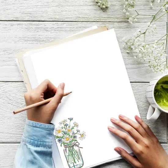 Great Papers! Mason Daisies Stationery Letterhead, Invitations and Announcements, Printer Friendly, 8.5"x11", 80 Pack {4}