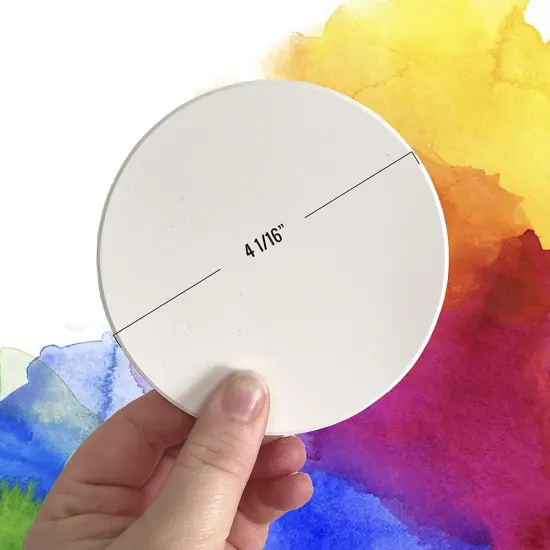 50 Blank Ceramic Tiles for Coasters and Mosaics - Round Ceramic White Tiles (Unglazed) with Cork Backing Pads for Use With Alcohol Ink or Acrylic Pouring {2}