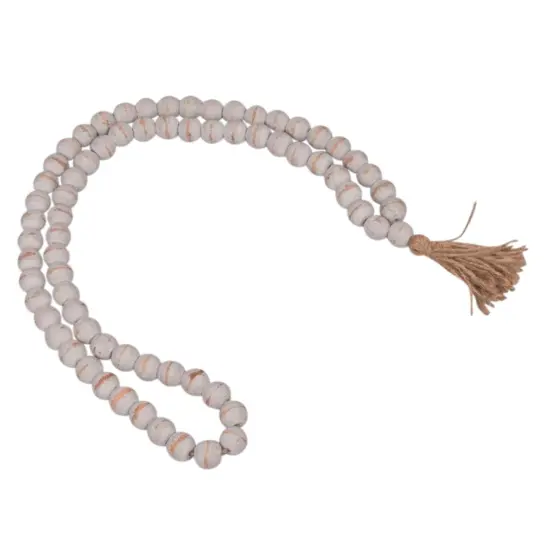 Kingston Living Sphere Beads Wooden Garland with Tassel - 24" - Antique Gray {1}