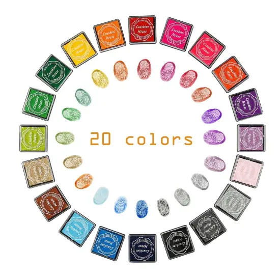 20 Colors Craft Ink Pad Stamps Partner Diy Color, Rainbow Finger Ink pad for kids (pack of 20) {1}