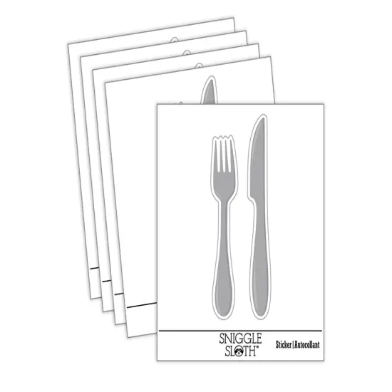 Fork Knife Utensils Eating Sketch Waterproof Vinyl Phone Tablet Laptop Water Bottle Sticker Set - 5 Pack {2}