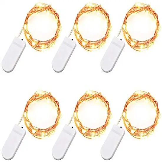 TingMiao Fairy Lights, 6 Pack Fairy Lights Battery Operated 7.2 ft 20 LED Mini String Lights Waterproof Copper Wire Firefly Starry Lights for Wedding Bedroom Party Christmas Decor(Warm White) {1}