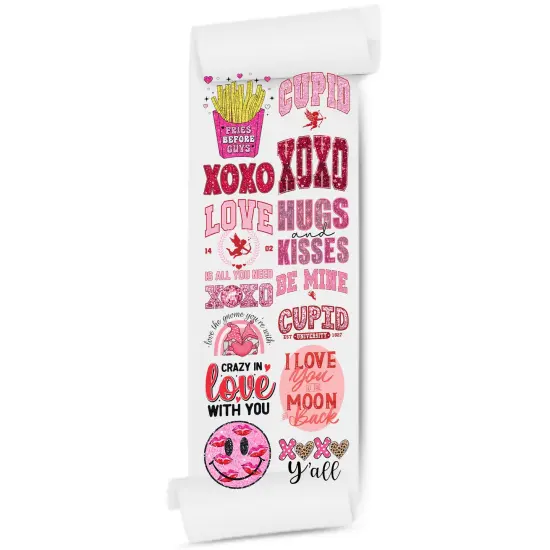 Valentine's XOXO: 20x60 Direct-to-Film Gang Sheet with Sequin Glitter Faux DTF Transfer {2}