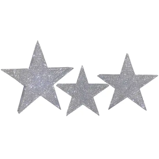 Northlight Set of 3 LED Lighted Silver Stars Outdoor Christmas Decorations 24" {1}