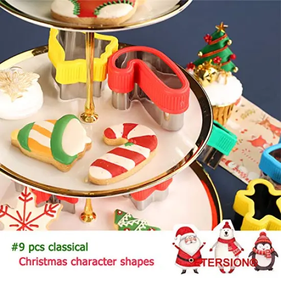 9 Pieces Christmas Cookie Cutters 2" to 3.5" Cookie Cutters Cookie Cutters Christmas Shapes {5}