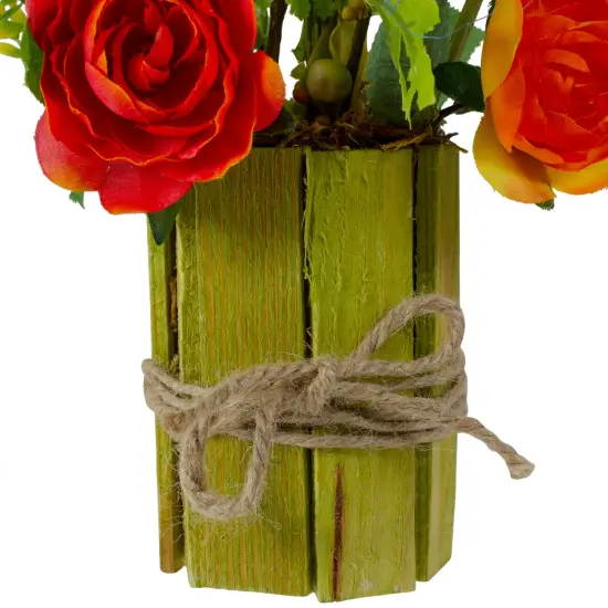 Northlight Potted Ranunculus and Rose Floral Spring Decoration - 13" Orange {6}