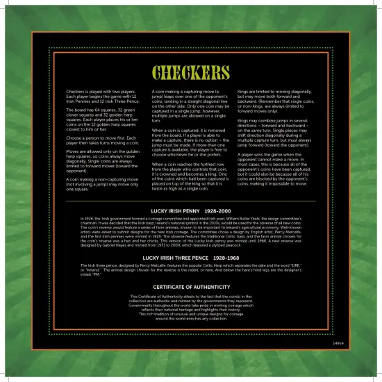 Irish Checker Coin Checker Set {3}