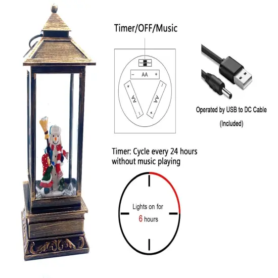 Snow Globe Lantern Snowman with Kids 11"H {2}