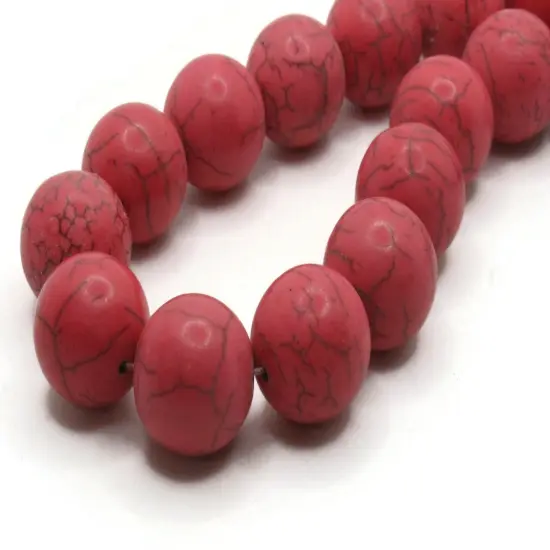 22mm 17mm Round Bright Pink Dyed Synthetic Turquoise Stone Beads {3}