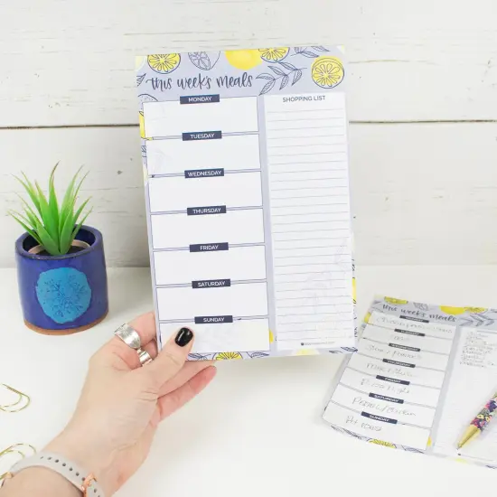 bloom daily planners Planning Pad, 6" x 9", Meal Planning Pad with Magnets, Blue Lemons {2}