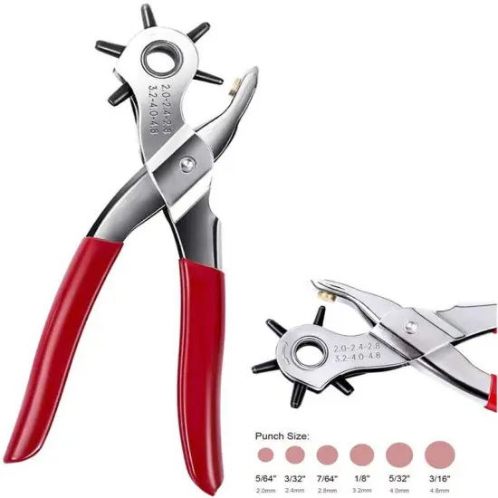 Kitcheniva Leather Hole Punch Hand Pliers Belt Holes 6 Sized Puncher 9" {2}