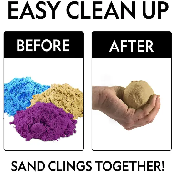 6 lb Play Sand Combo Pack - 2 Lbs. Each of Blue, Purple and Natural Sand with Castle Molds - A Fun No Mess Sensory Activity, Kids Fake Sand Play Set (Amazon Exclusive) {5}