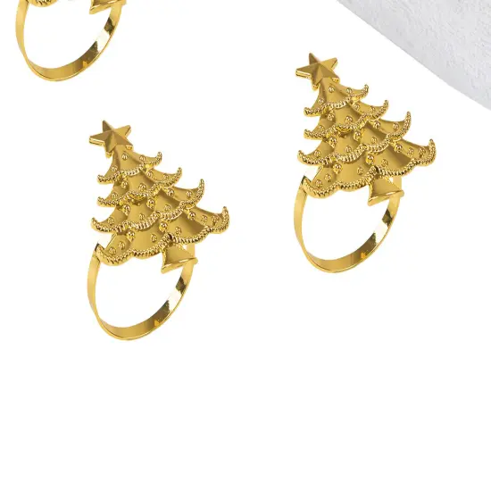 Gold Christmas Tree Decorative Napkin Ring Set of 4 {4}