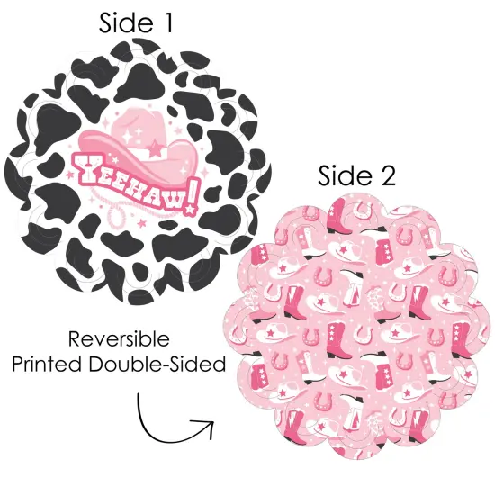 Big Dot of Happiness Rodeo Cowgirl - Pink Western Party Round Table Decorations - Paper Chargers - Place Setting For 12 {4}