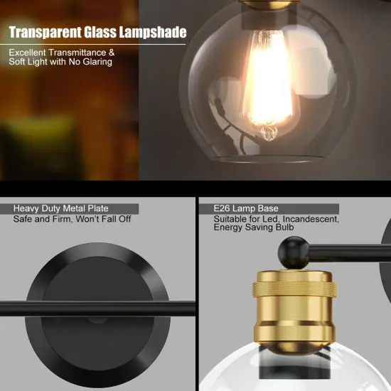 Modern 3-light Bubbled Glass Vanity Light {5}