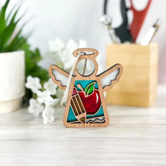 3.5" (H) Teacher Ornament - Handcrafted in Texas - Mother's Angels&reg; Christmas Angel Wings Figurine {3}