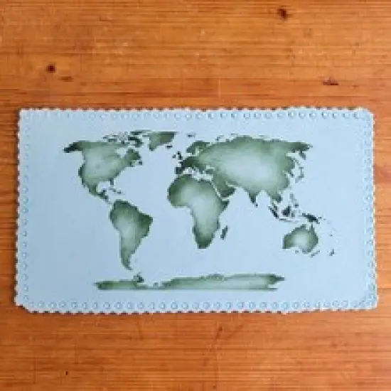 World Map Cake Stencil | C977 by Designer Stencils | Cake Decorating Tools | Baking Stencils for Royal Icing, Airbrush, Dusting Powder | Reusable Plastic Food Grade Stencil for Cakes | Easy to Use & Clean Cake Stencil {3}