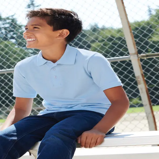 Port & Company&reg; Youth Core Blend Jersey Knit Polo Whit {5}