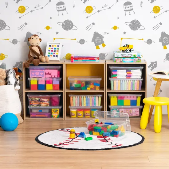 IRIS USA 12 Pack 6qt Plastic Storage Bin Tote Organizing Container with Latching Lid, Shoe Box, Clear {6}